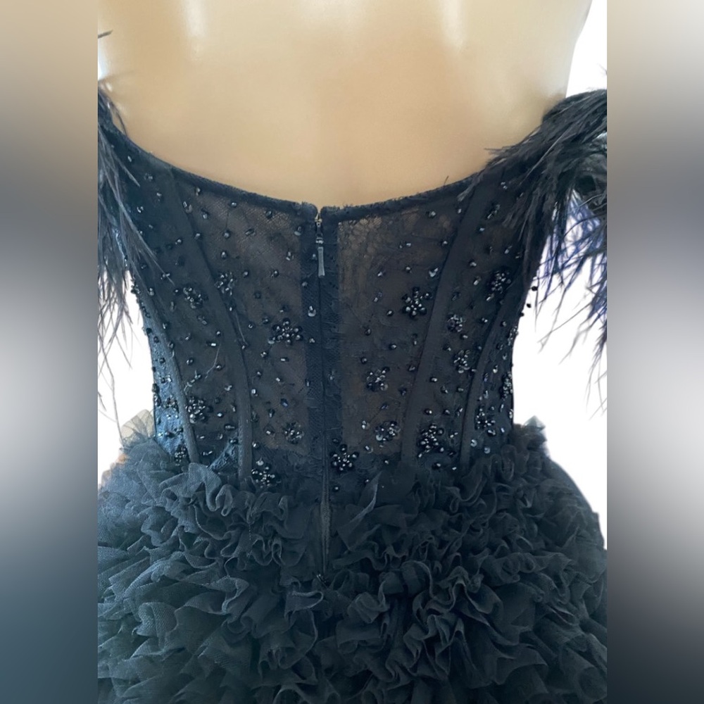 Sherri Hill 54906 off the shoulder ruffle ball gown dress - Picture 5 of 13